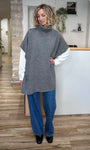 Poncho long ample en maille douce couleur anthracite