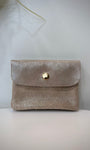 Porte-monnaie en cuir beige irisé modèle Solea lumineux 