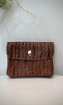 Porte-monnaie en cuir chevron camel modèle Solea 