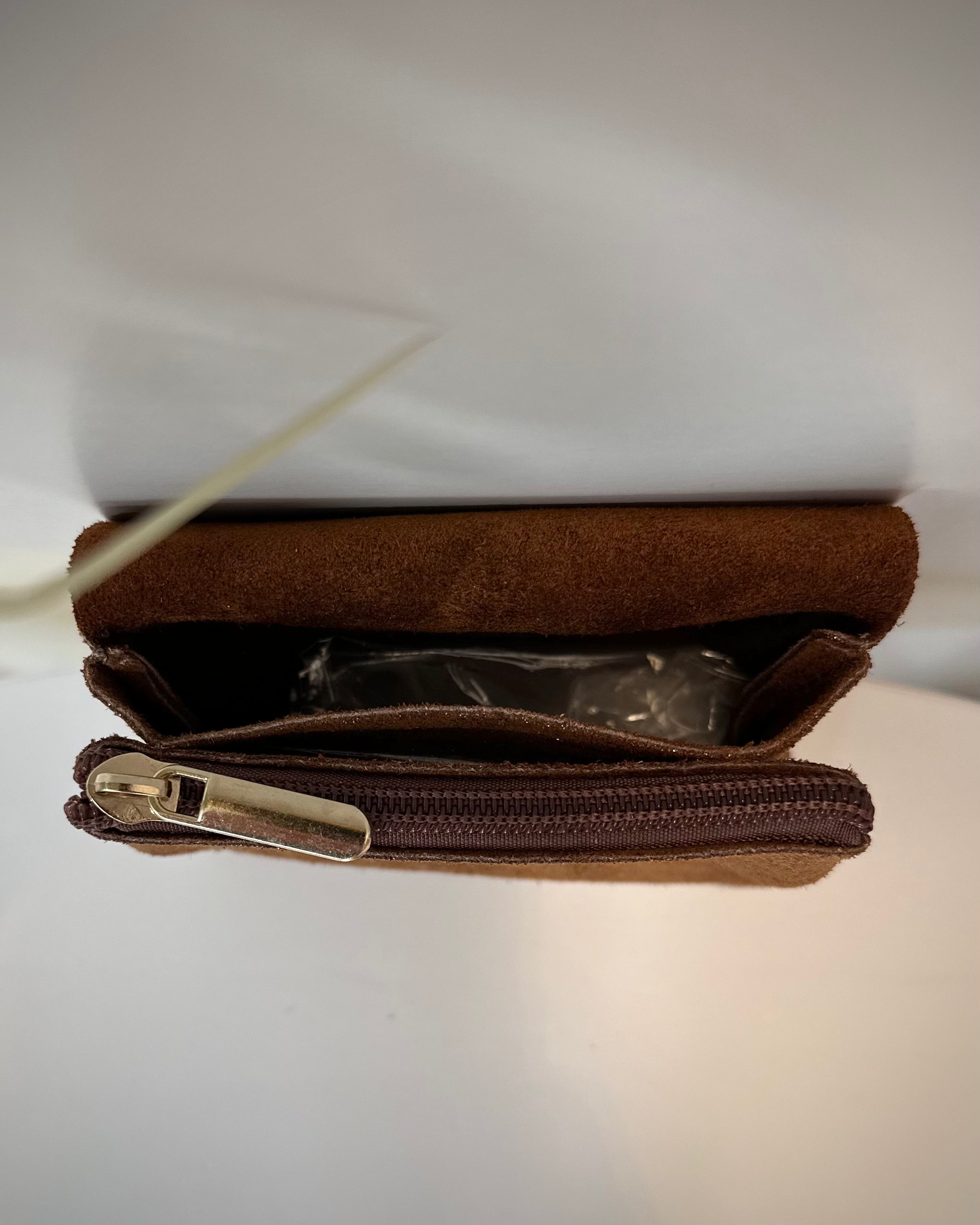 Vue intérieure du porte-monnaie Solea cognac 