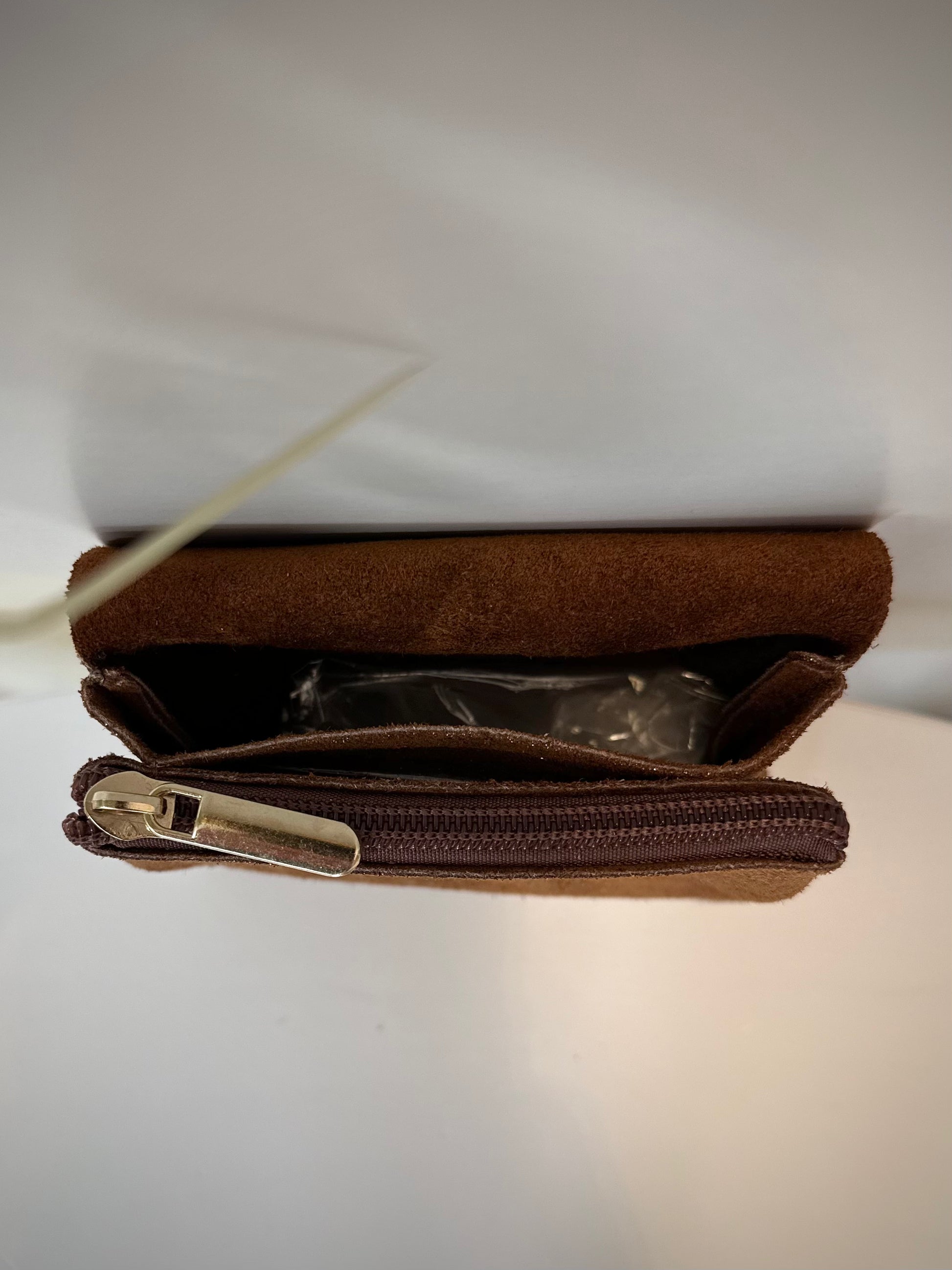 Vue intérieure du porte-monnaie Solea cognac 