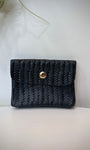 Porte-monnaie en cuir chevron noir modèle Solea 