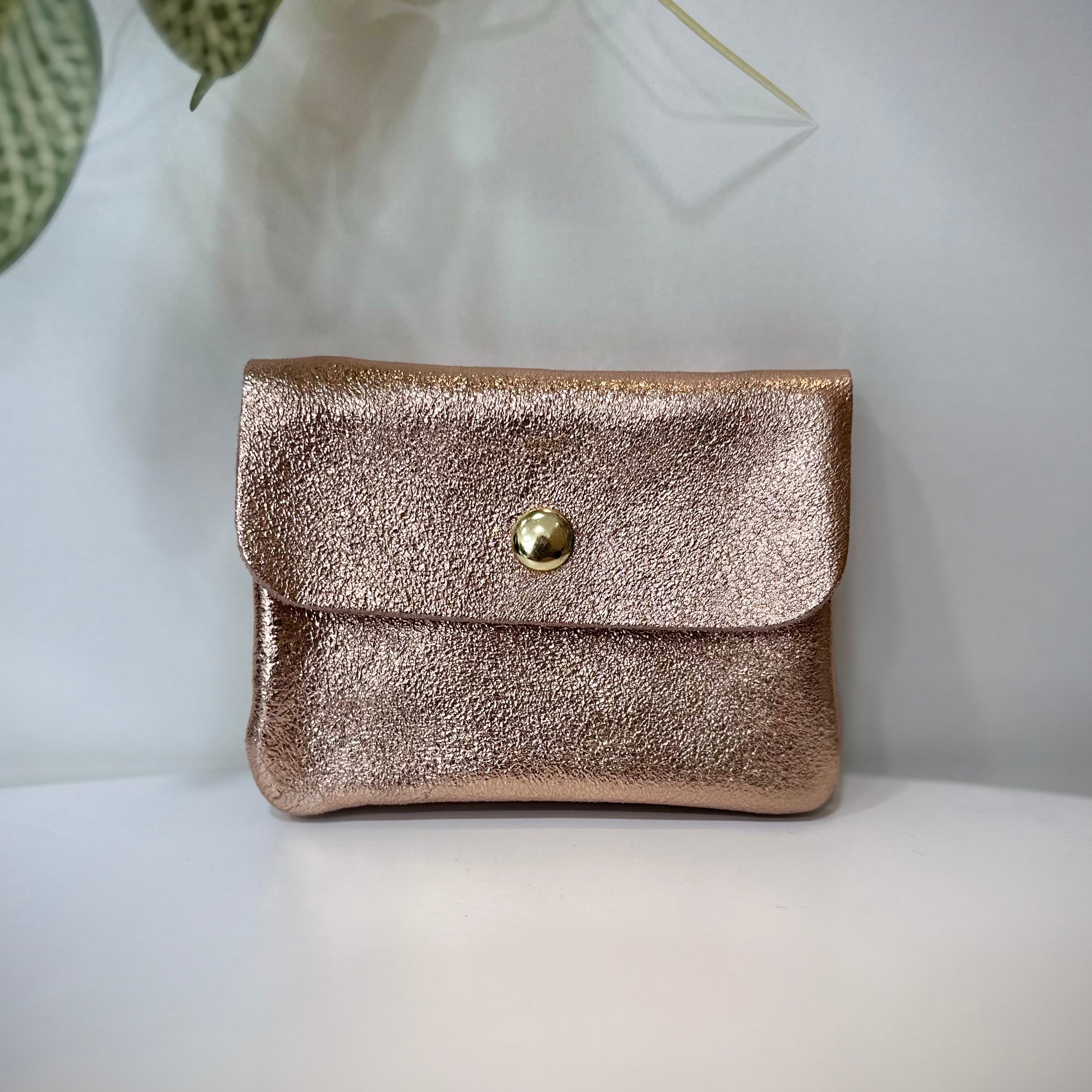 Porte-monnaie en cuir nude modèle Solea sur fond clair