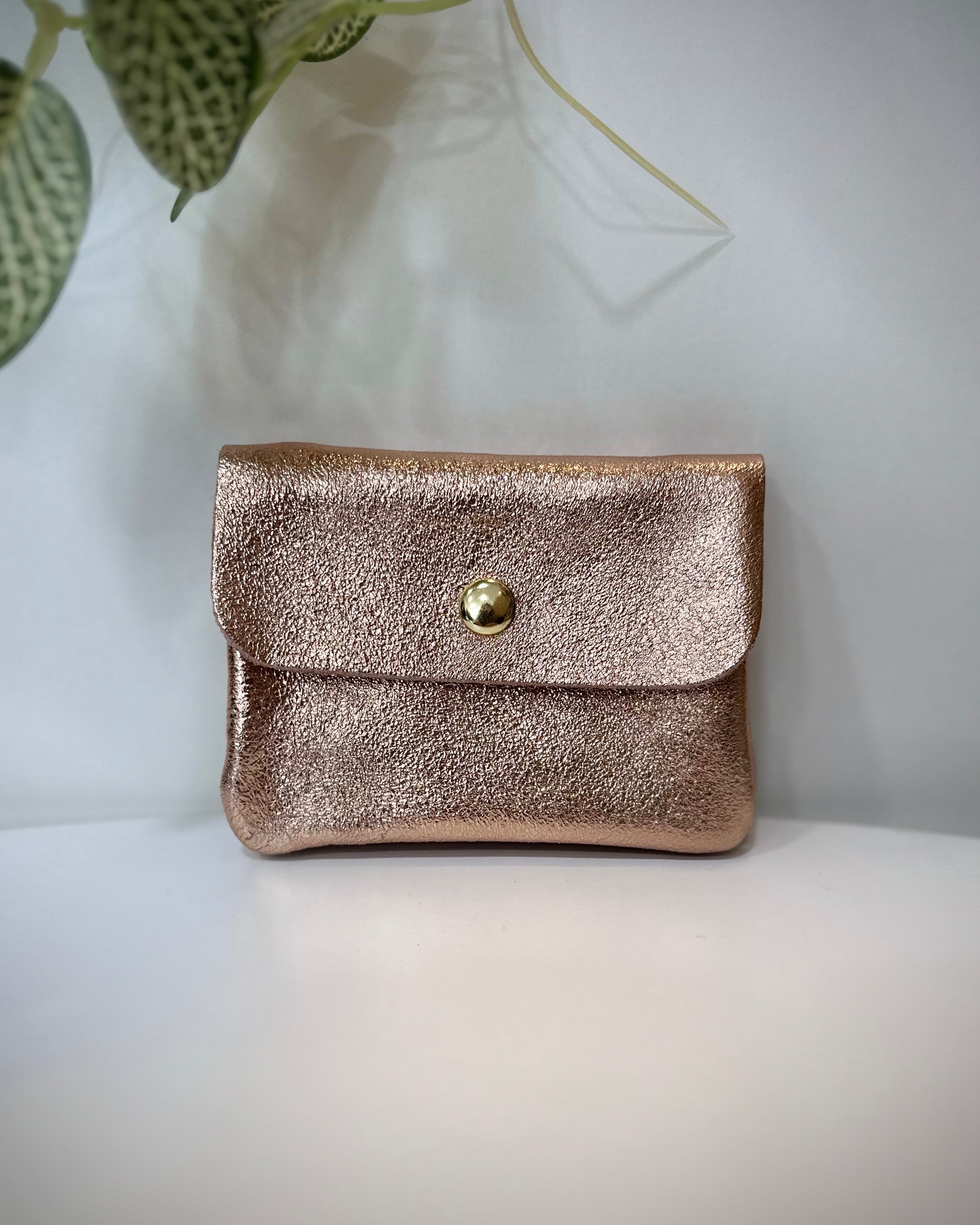 Porte-monnaie en cuir nude modèle Solea sur fond clair