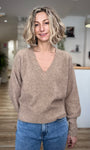 Pull femme beige manches longues et maille douce
