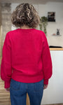 Vue arrière du pull rose oversize