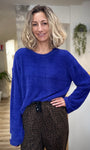 Pull femme bleu cocooning NAELLE en matière douce