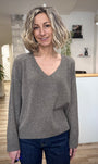 Pull taupe brillant femme casual chic