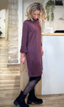 Robe casual chic bordeaux manches trois-quarts