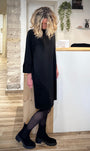 Robe sweat casual chic noire manches trois-quarts