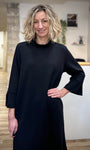 Robe sweat noire avec manches 3/4