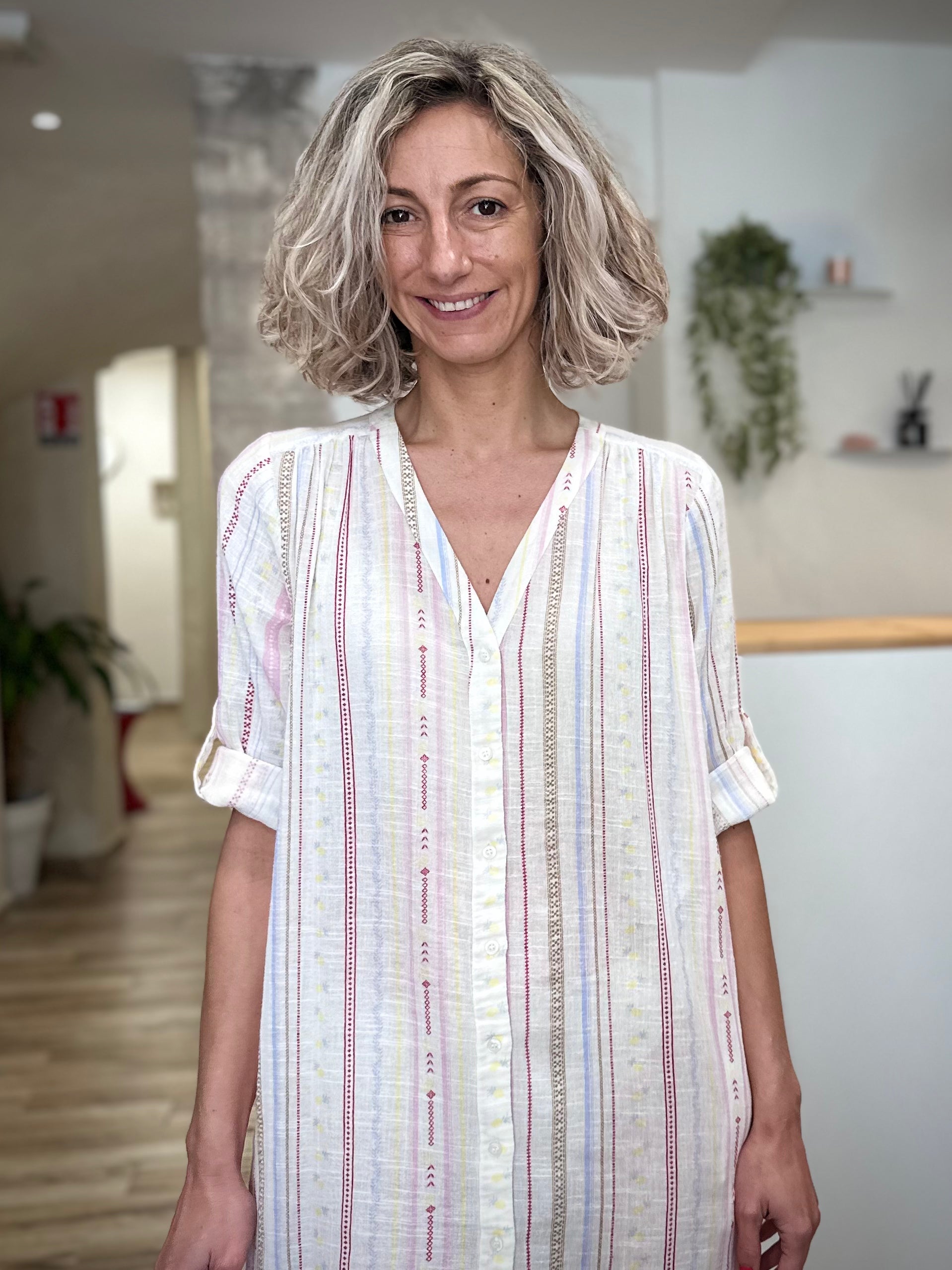 Robe estivale femme manches trois quarts imprimé bohème 