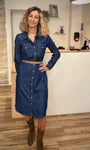 Robe-chemise polyvalente en jean avc ceinture, look tendance