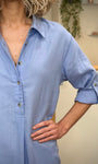 Robe fluide manches retroussées femme 