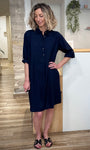 Robe chemise bleu marine casual chic femme 