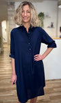 Robe fluide femme manches 3/4 bleu foncé 