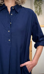 Robe femme col chemise bleu marine 