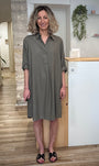 Robe ample kaki en viscose et lin 