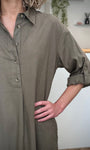 Robe fluide kaki manches 3/4 femme 