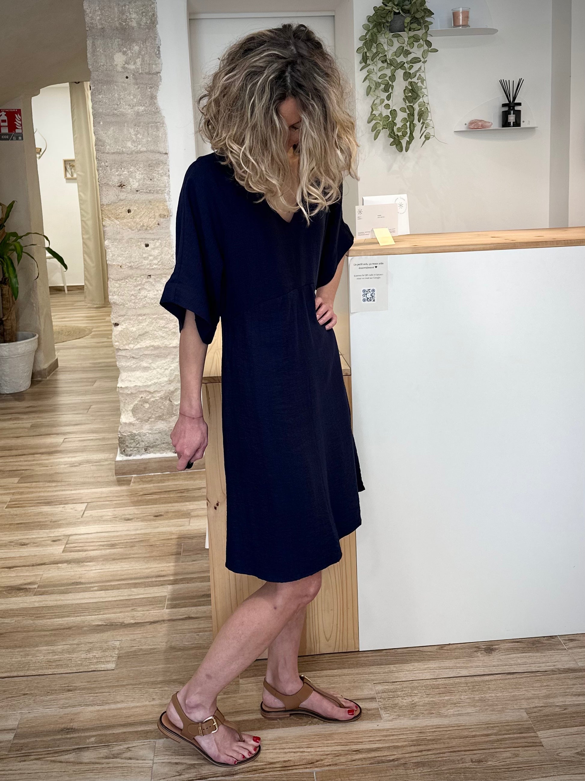 Robe légère viscose bleu marine 
