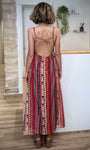 Robe longue femme dos nu imprimé coloré
