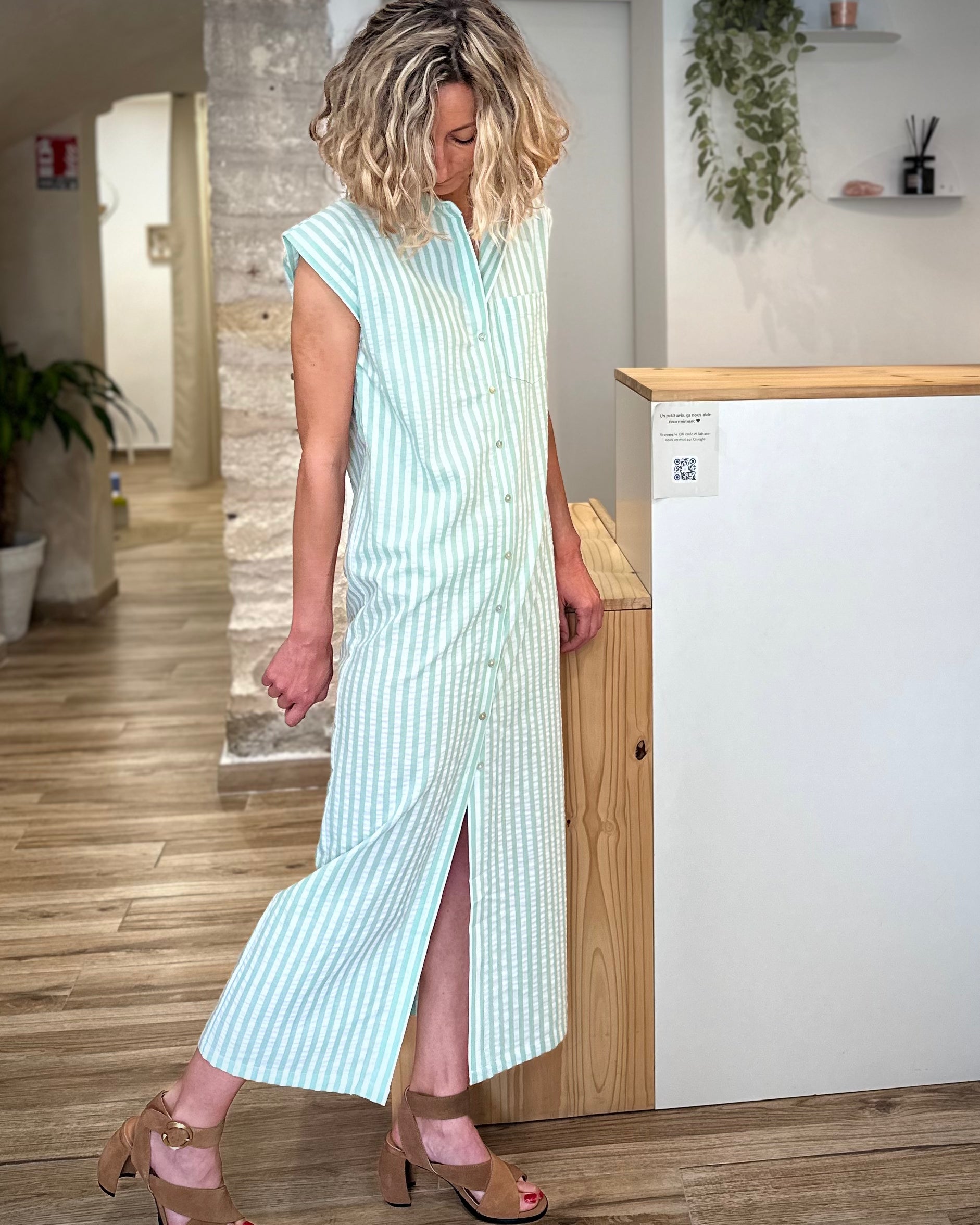 Robe rayures vertes style effortless chic