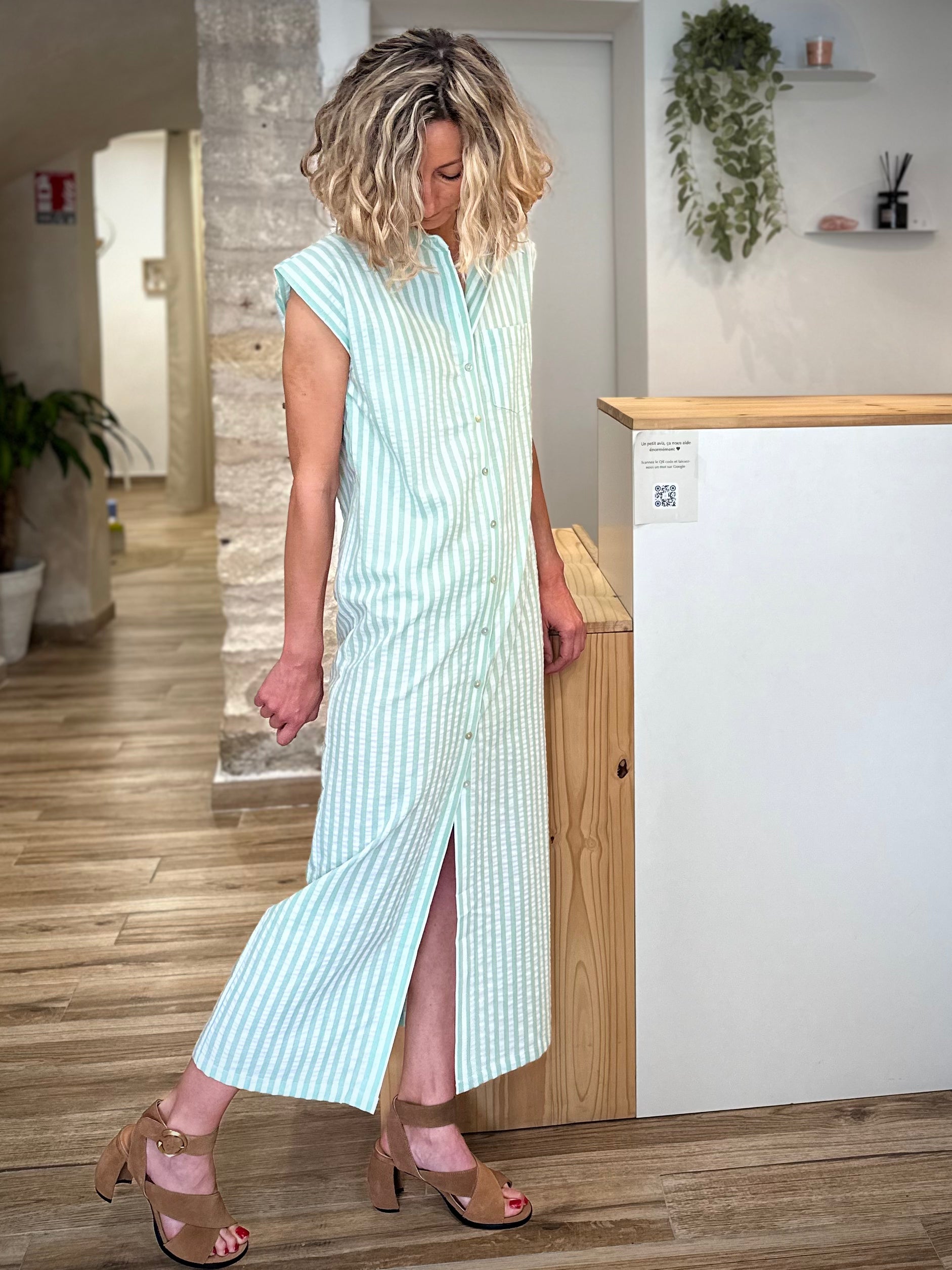 Robe rayures vertes style effortless chic