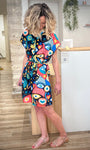 Robe courte fluide femme imprimé graphique 