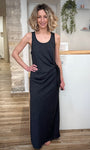 Robe débardeur grise femme coupe longue 