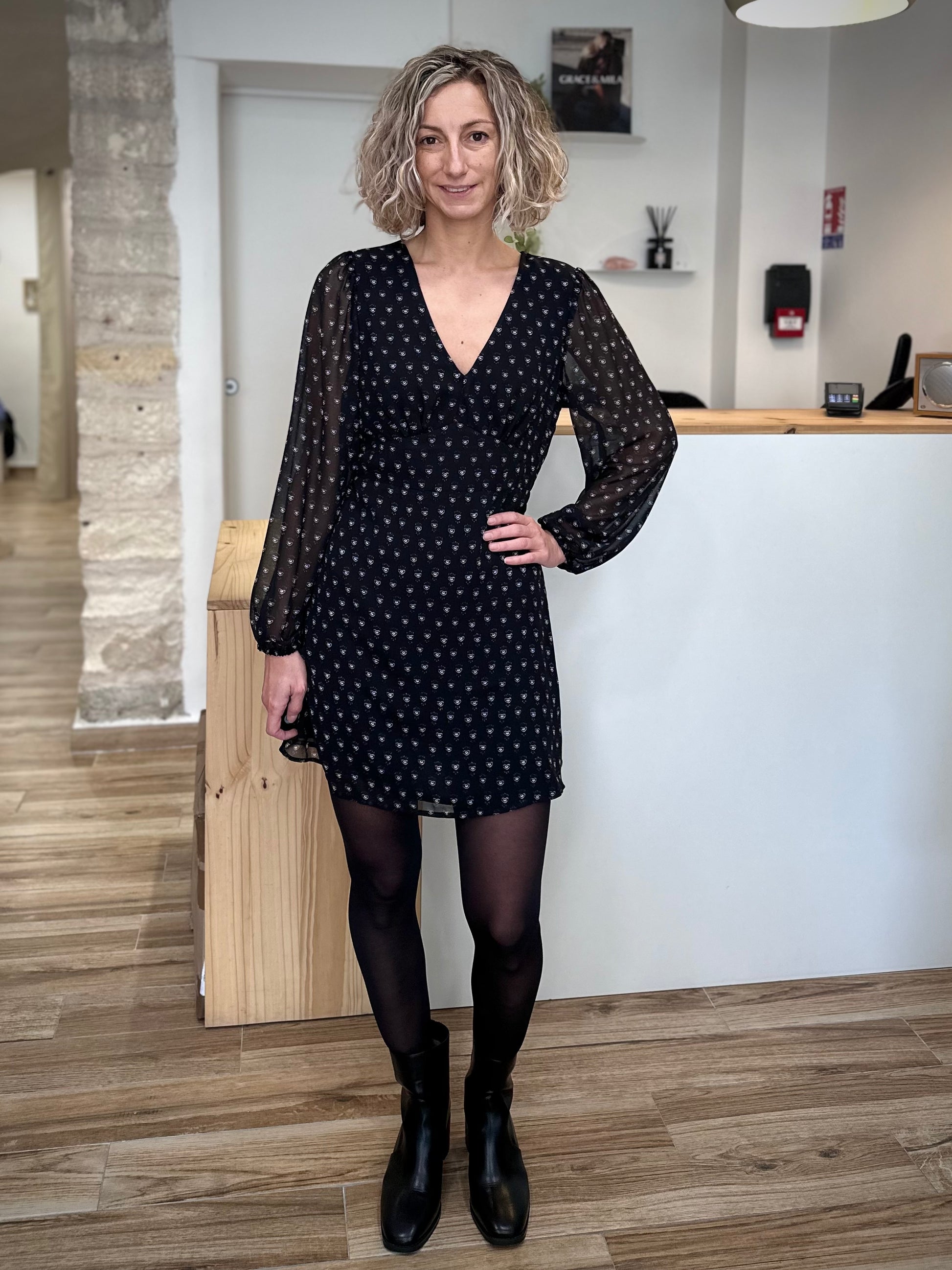 Robe fluide automne portée avec bottines