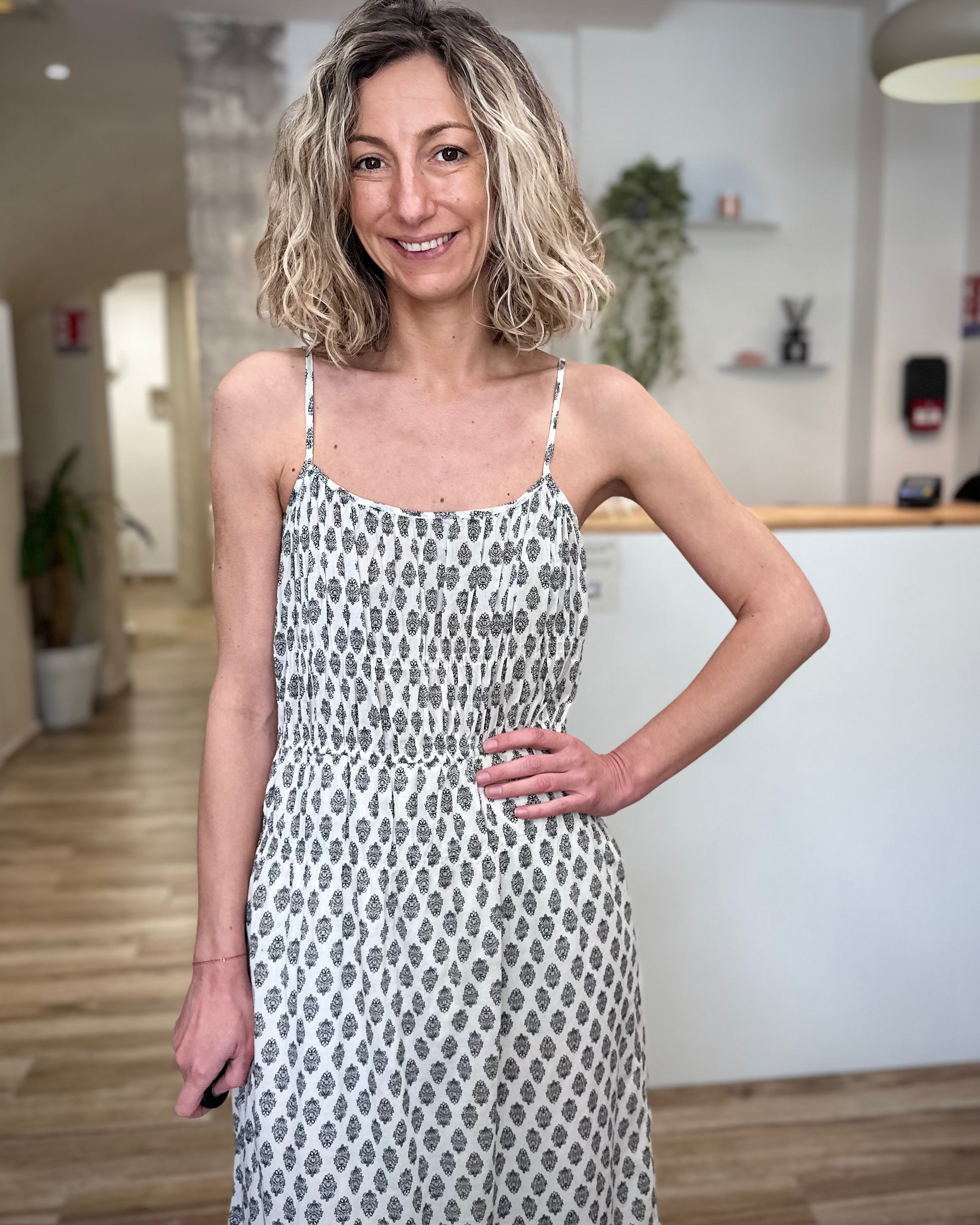 Robe fluide femme imprimé noir et blanc été 