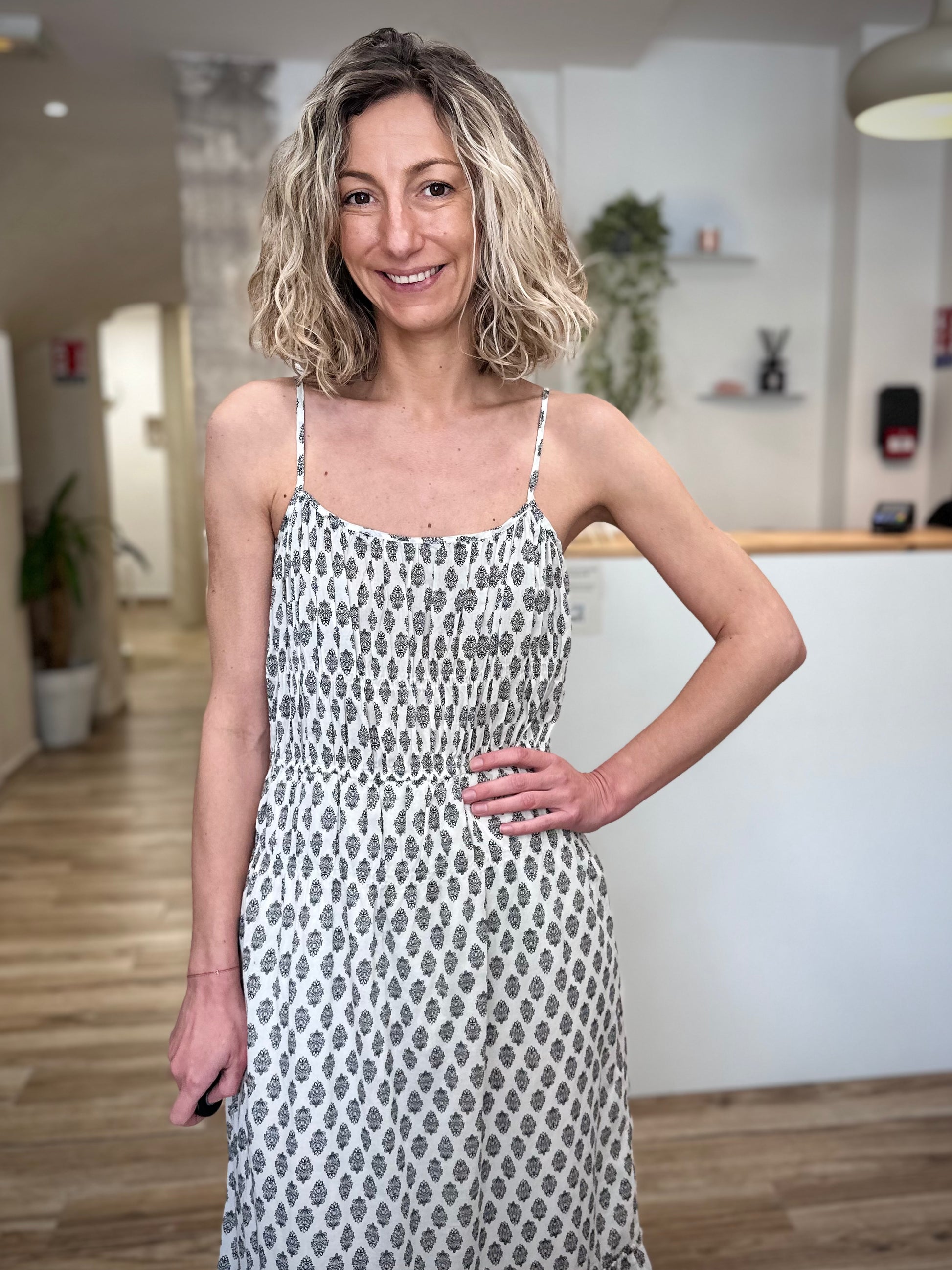 Robe fluide femme imprimé noir et blanc été 