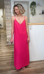 Robe longue légère femme coloris fuchsia 