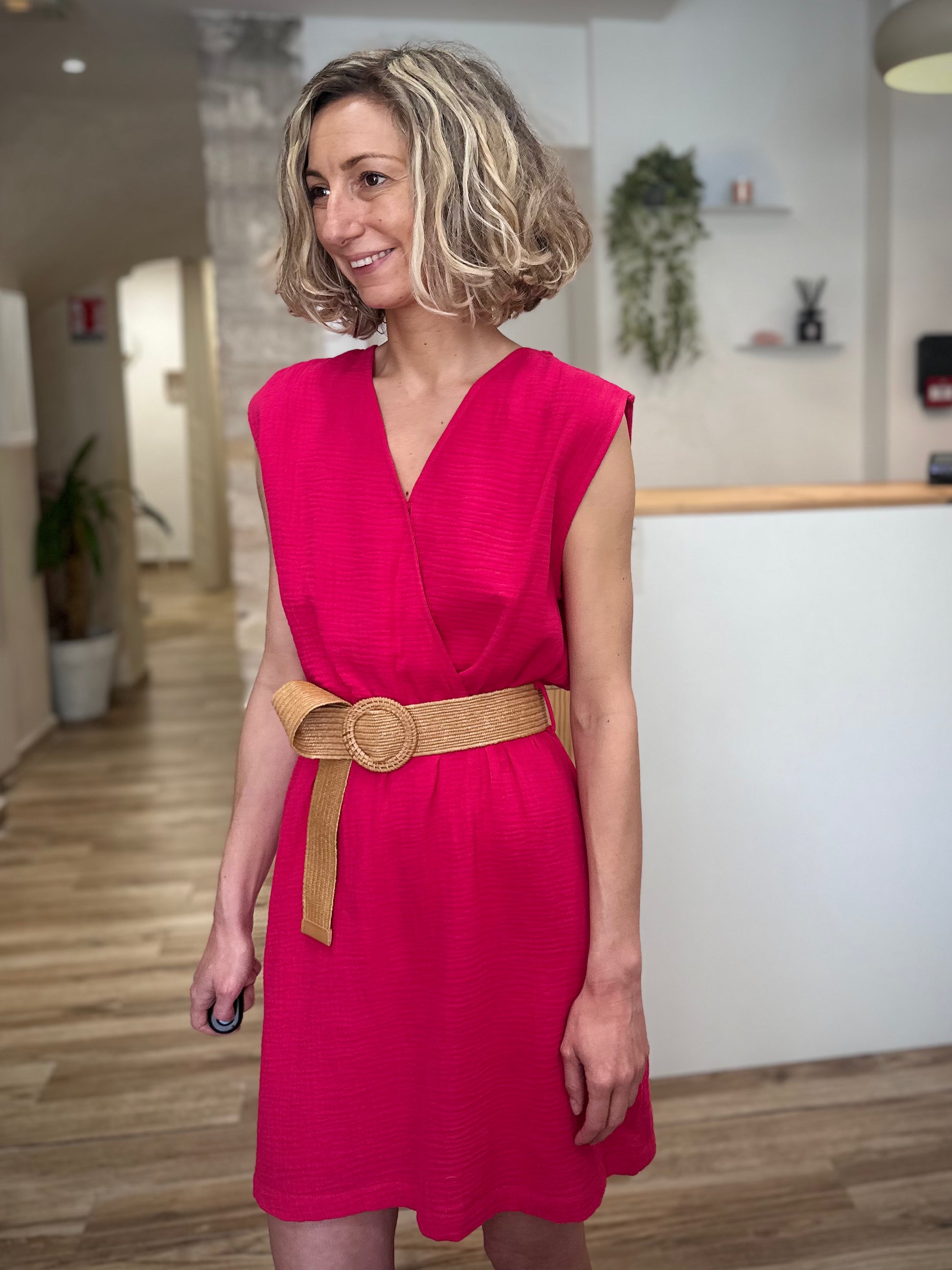 Robe bohème chic femme coloris fuchsia 