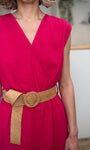 Robe femme avec ceinture effet raphia 