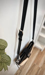 Sac demi-lune noir avec bandoulière réglable 