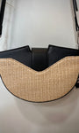 Sac demi-lune noir et raphia vue arrière