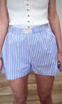 Short femme taille élastiquée rayures 