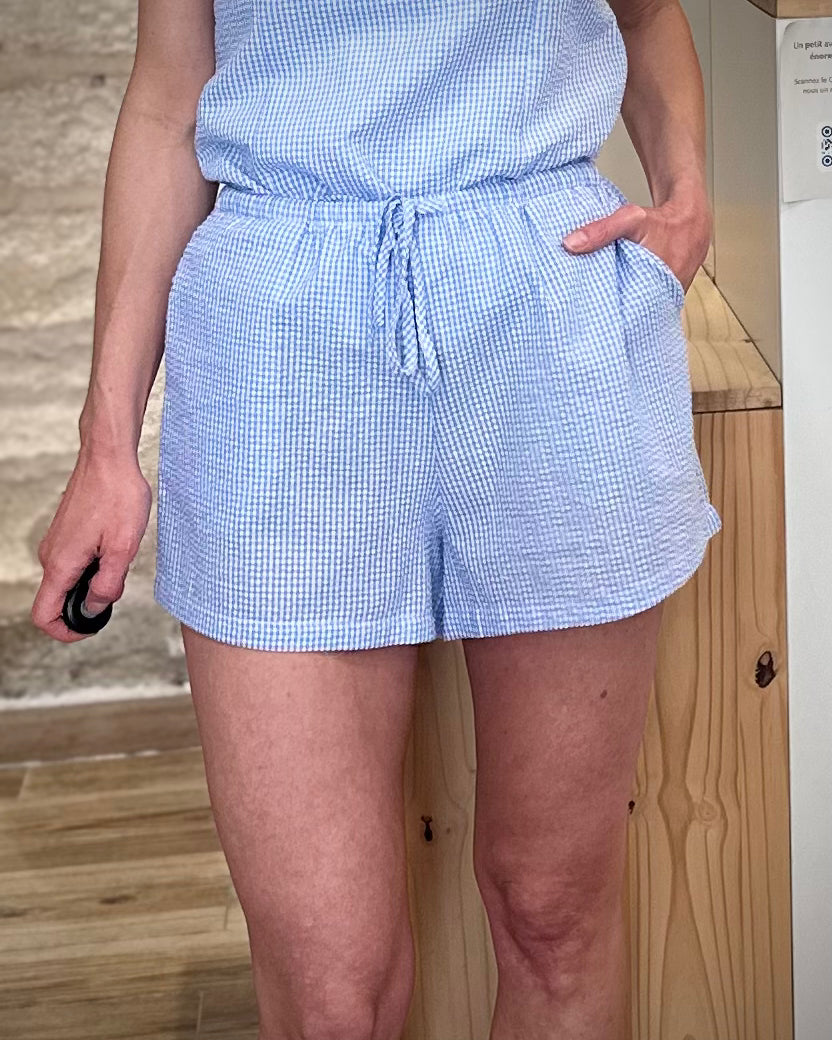 Short femme à carreaux vichy coupe large 