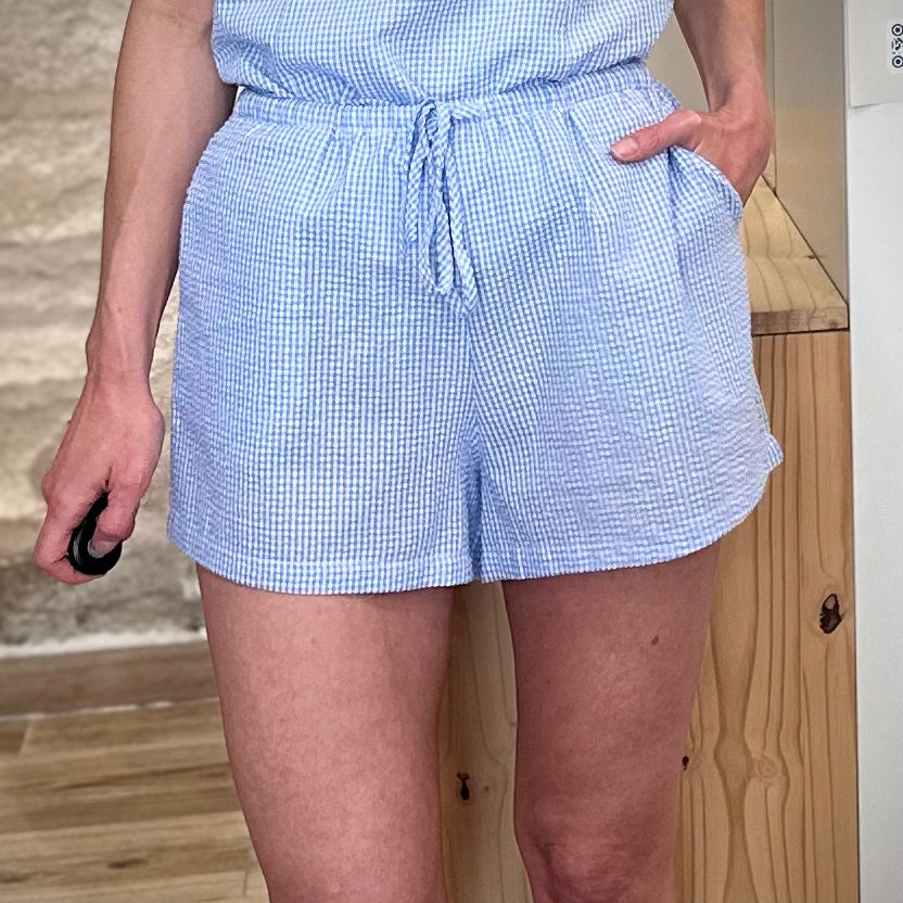 Short femme à carreaux vichy coupe large 