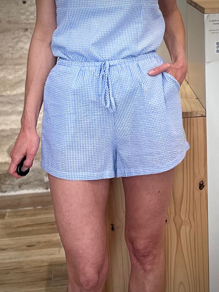 Short femme à carreaux vichy coupe large 
