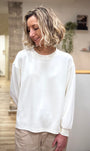Sweat blanc femme matière fluide et douce