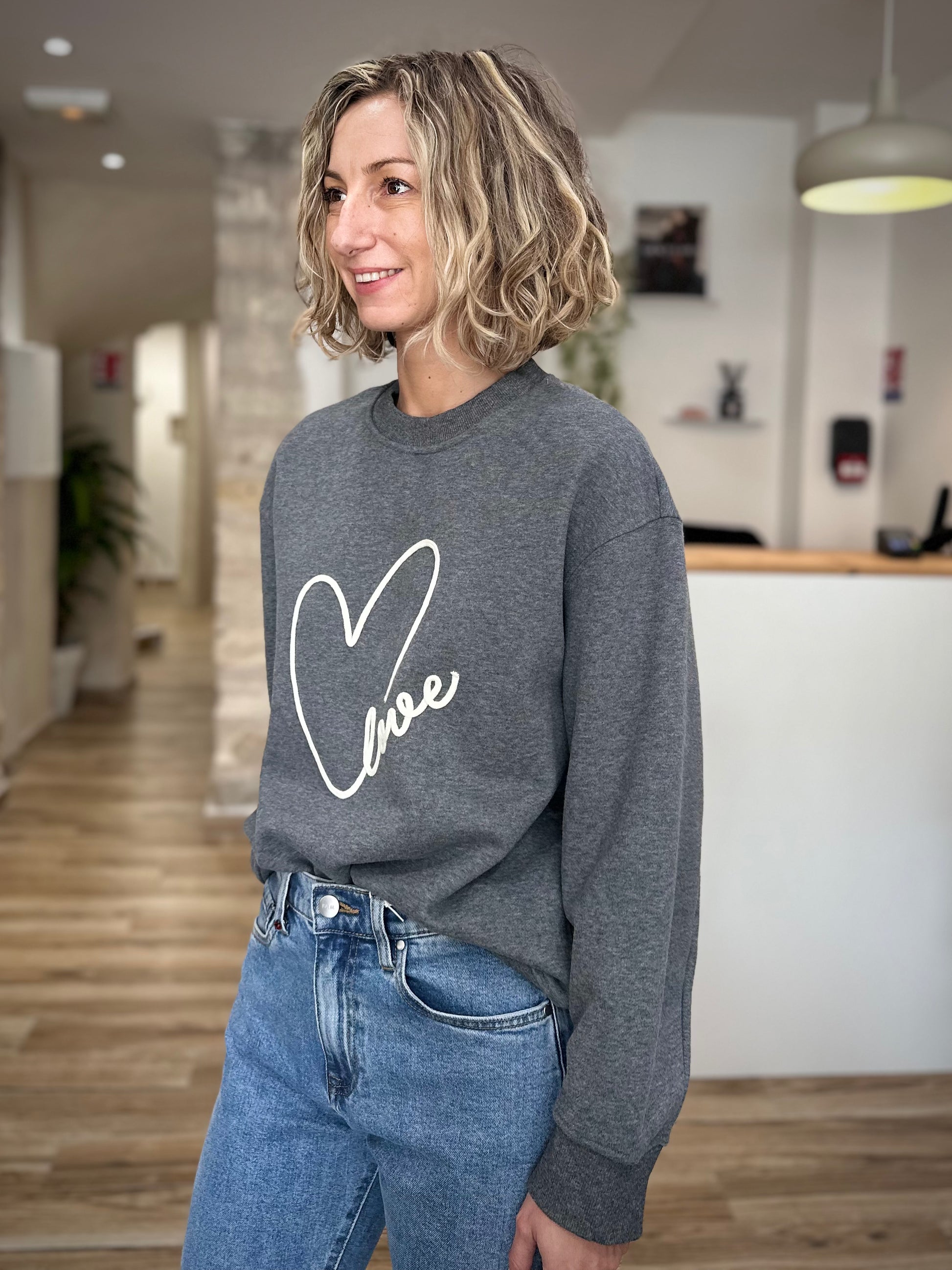 Sweat manches longues gris casual chic