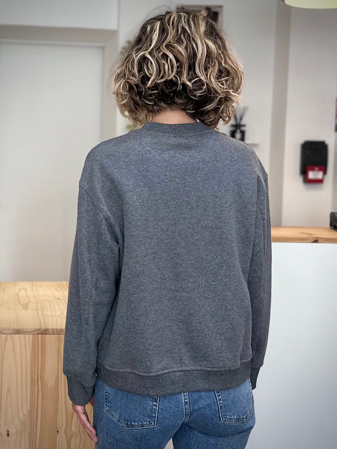 Dos du sweatshirt Sharly gris oversize