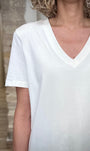 Détail t-shirt blanc manches courtes femme 