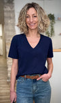T-shirt bleu marine femme coupe fluide 