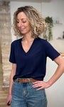 Haut bleu foncé femme style casual chic 