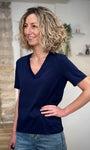 Tenue quotidienne femme t-shirt bleu marine 