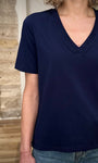 T-shirt bleu marine basique élégant femme 