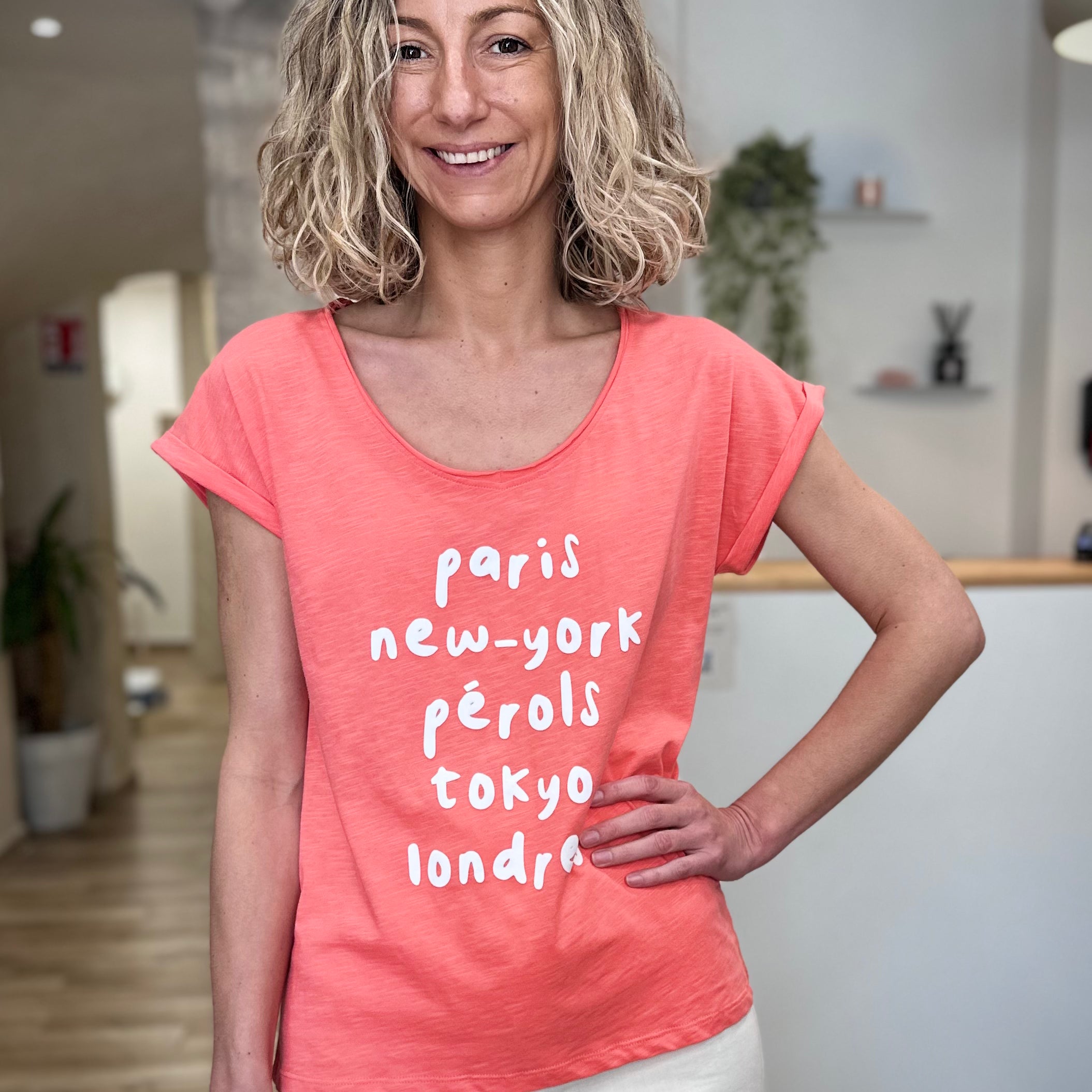 Tee-shirt femme corail en coton avec imprimé Pérols 